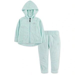 Nike Toddler Girl 2T Velour Sweatsuit Matching Set Seafoam Green Blue NWOT